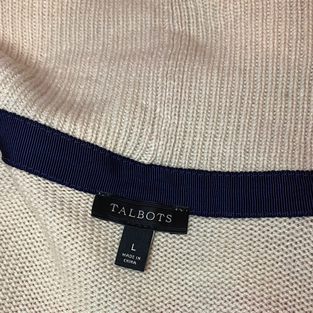 Talbots Cream Cardigan with Colorful Stripes - Picture 9 of 10